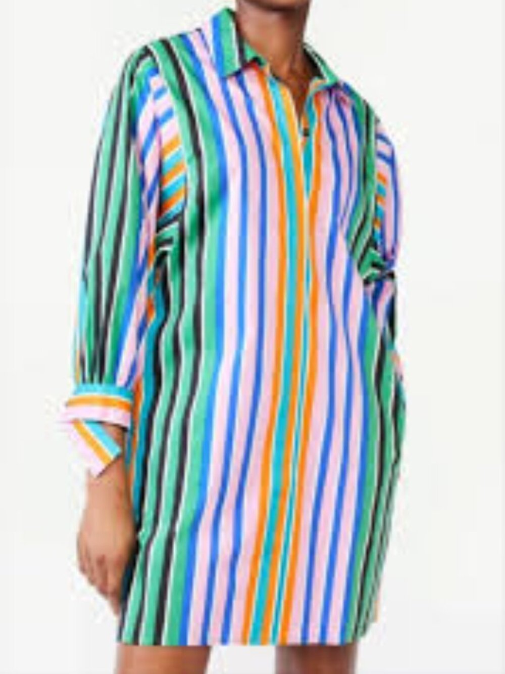 Scoop Multicolor Vertical Stripe Button-Up Shirt Dress sz XXL